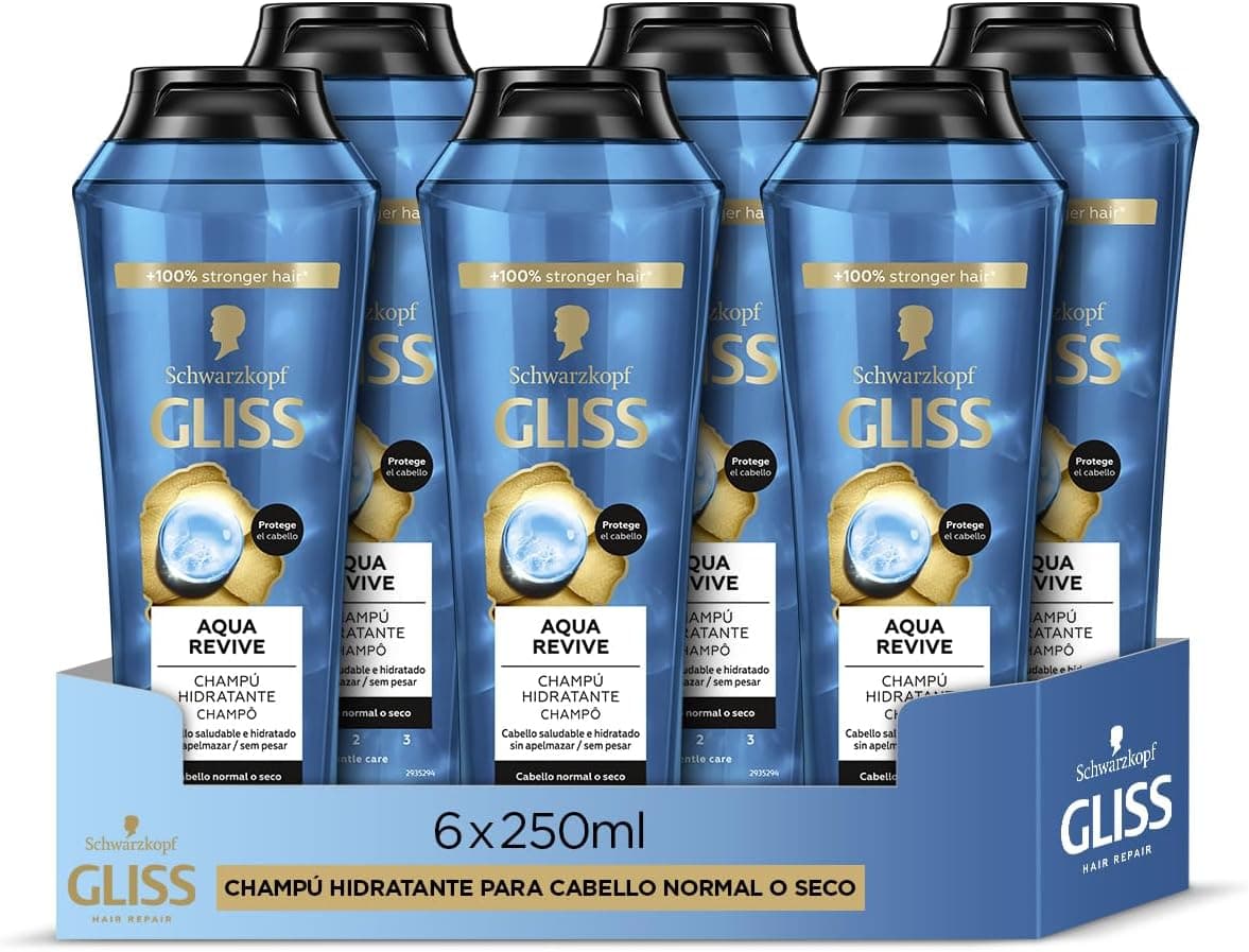 Gliss Champô Aqua Revive, 250 ml x 6