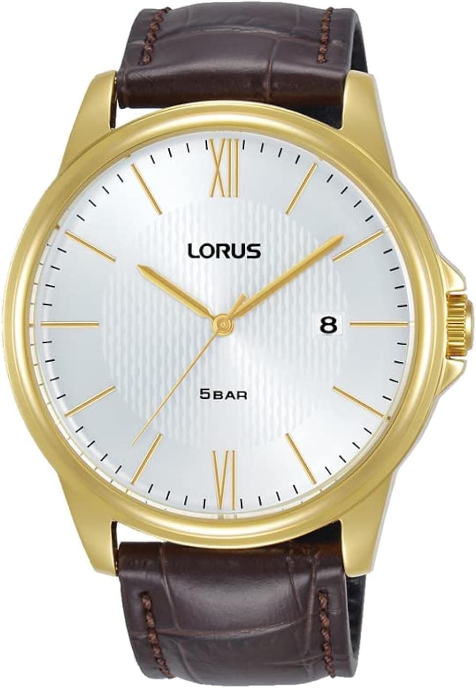 Seiko Relógio analógico para homem de quartzo com correia em couro RS943DX9, Dourado, tira