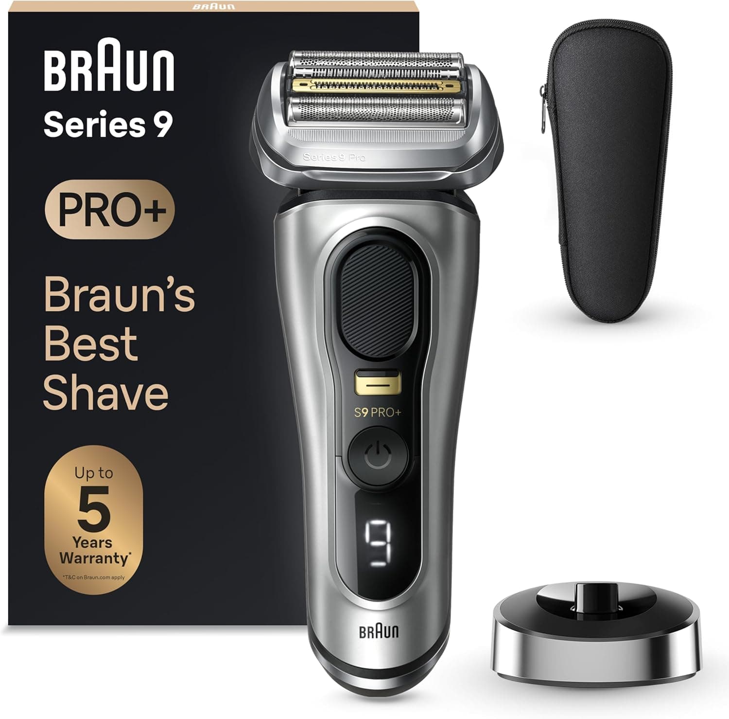 Braun Series 9 Pro máquina de barbear elétrica para homem, máquina de barbear barba, base de carregamento, seco e molhado, 9517s, prata
