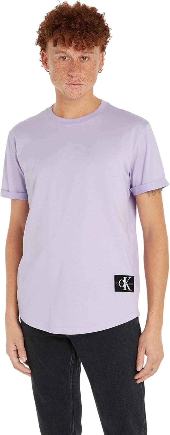 Calvin Klein Jeans t-shirt para homem Badge Turn Up Sleeve decote redondo