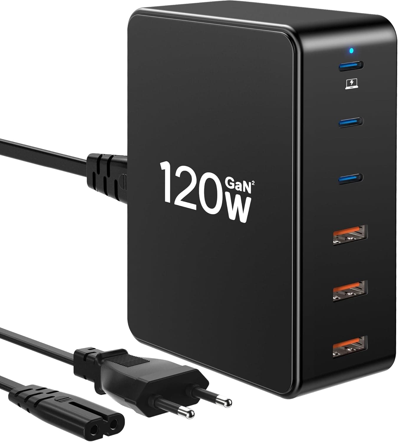 ssouwao 120W GaN | Estação de carregamento rápida com 6 portas USB para smartphone, tablet e portátil