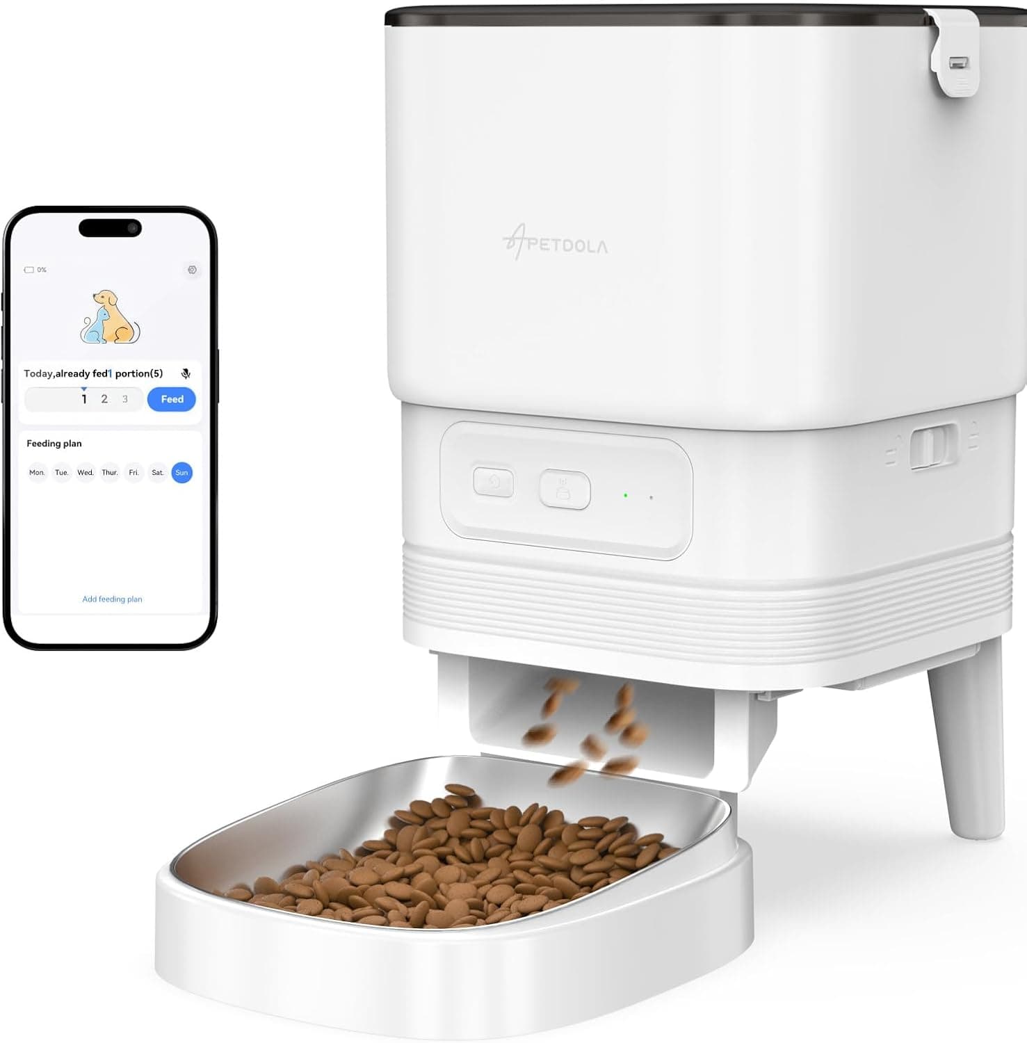 APETDOLA 4L WiFi | Comedouro automático para gatos e cães com controlo por app e gravação de voz