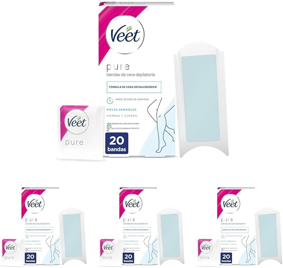 VEET Faixas de cera depilatória corporal caixa 20 unidades (embalagem de 4)