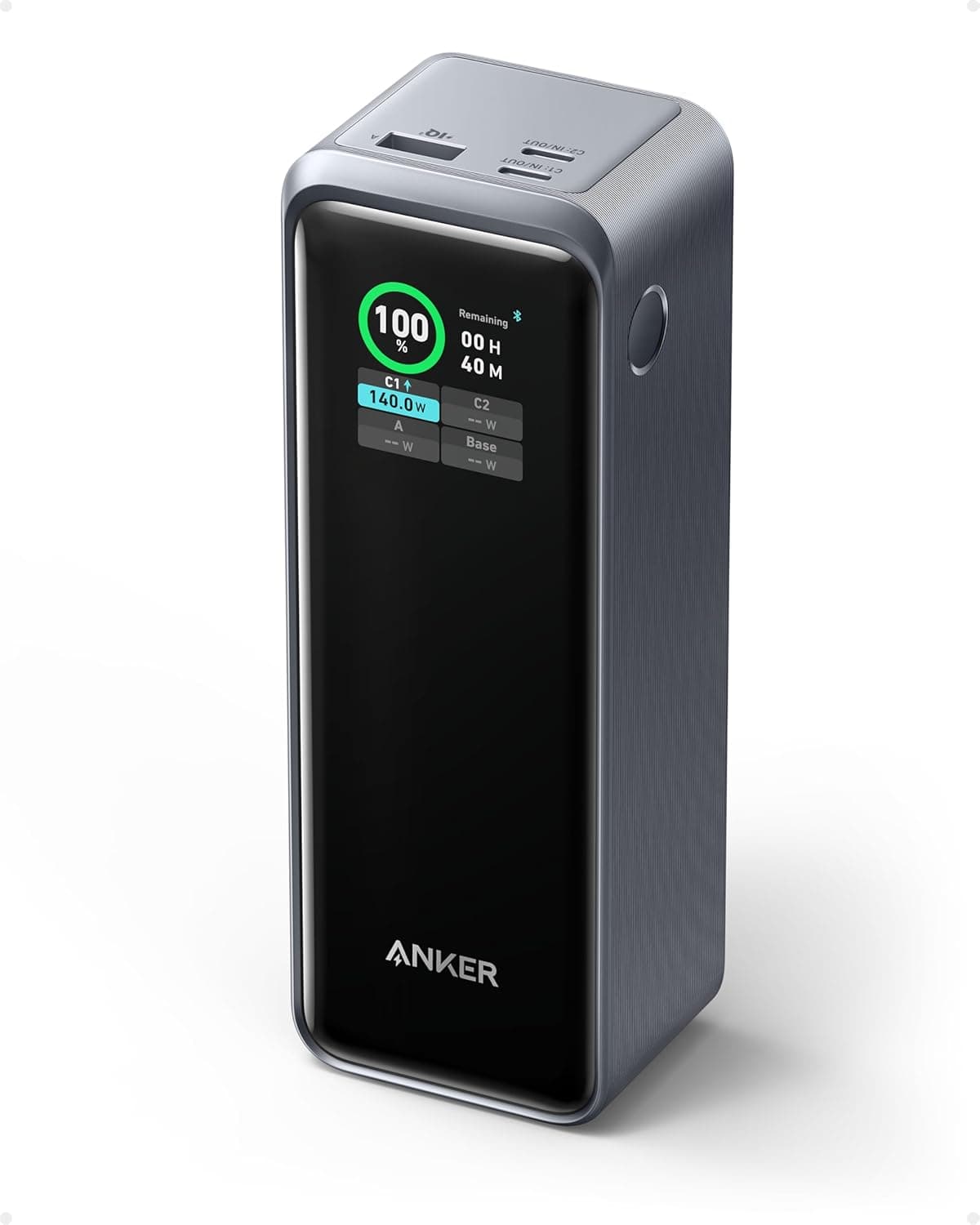Anker Prime Power Bank Carregamento rápido, carregador portátil de 27,650 mAh, 250 W e 3 portas, compatível com iPhone 16/15 Series, Samsung, MacBook, etc. (base não incluída)