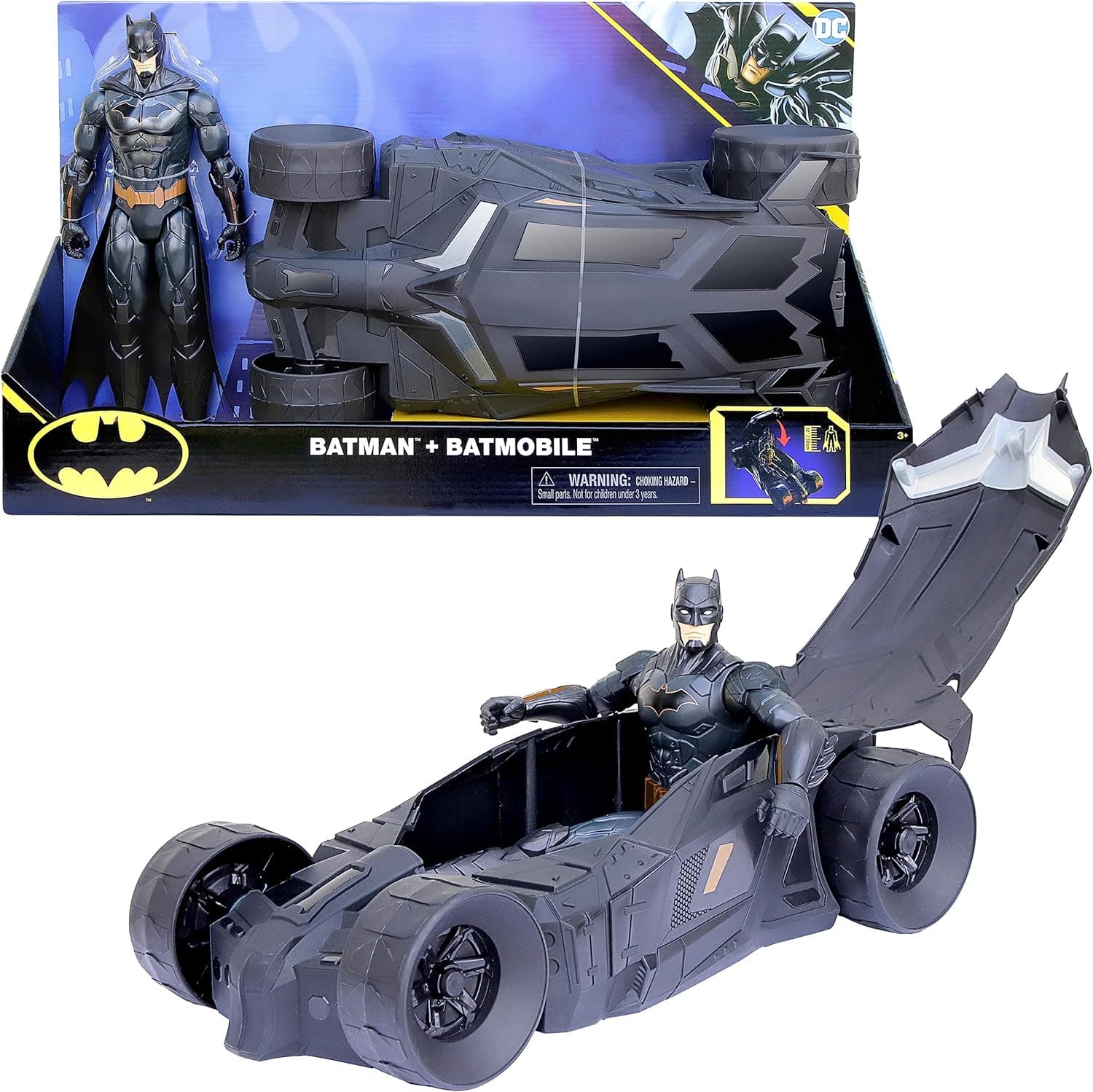 BATMAN - DC COMICS - SET BATMAN e BATMÓVEL - Figura de ação do Batman de 30 cm e carro Batman - 6064628 - brinquedos para crianças 3 anos