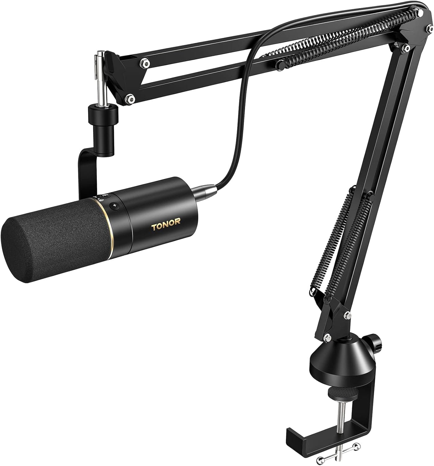 TONOR Microfone dinâmico USB/XLR para PC com braço suporte, profissional Microphone Set vocal com 24Bit/96kHz, microfone de condensador com 3,5 mm jack, botão mute para podcast, estúdio, gravação