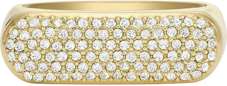 Fossil Anel feminino de aço inoxidável com pedra de vidro 32025865