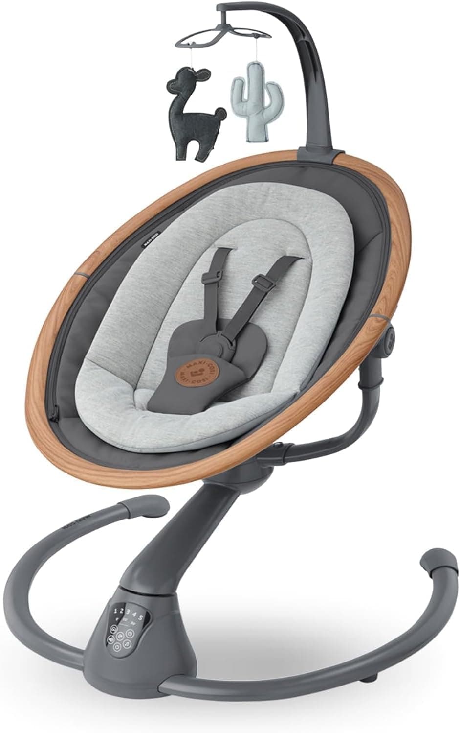 Maxi-Cosi Cassia Rede elétrica para bebé, 0-6 meses, máx. 9 kg, baloiço bebé, 12 melodias, rotação 360°, deteção automática, 5 velocidades, 2 posições de reclinação, gráfico essencial
