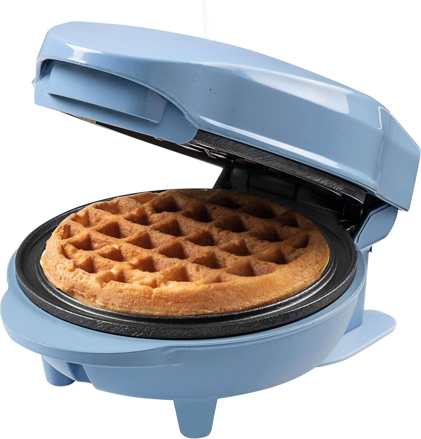 Bestron Mini máquina de waffles com antiaderente, design retro, 550 W, cor: Azul