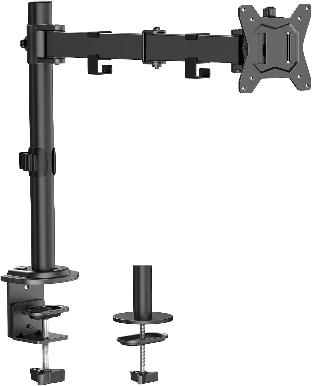 HUANUO Suporte para monitor de ecrã de 13 a 32 polegadas, ajuste de altura, inclinação, rotação e rotação, braço para monitor com 2 opções de montagem, VESA de 75/100 mm