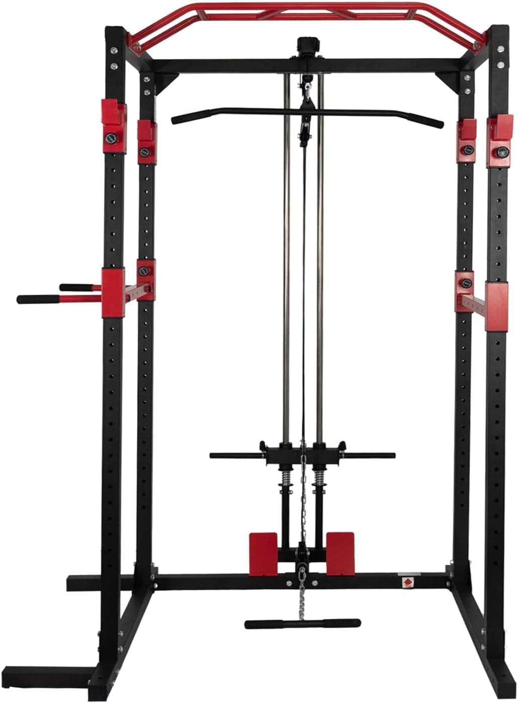 EIGFOH Gaiola de musculação, multifuncional para agachamentos com barras de dicas ajustáveis e 2 suportes de segurança maciços - ideal para exercícios de fitness em casa