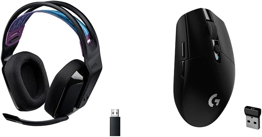 Logitech G 535 Lightspeed para Gaming auriculares sem fios com microfone e 305 Lightspeed rato Gaming sem fio, captor herói 12 K, 12 000 dpi