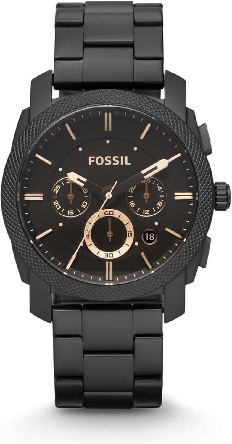 Fossil Machine Relógio para homem, movimento cronógrafo com correia de aço ou pele