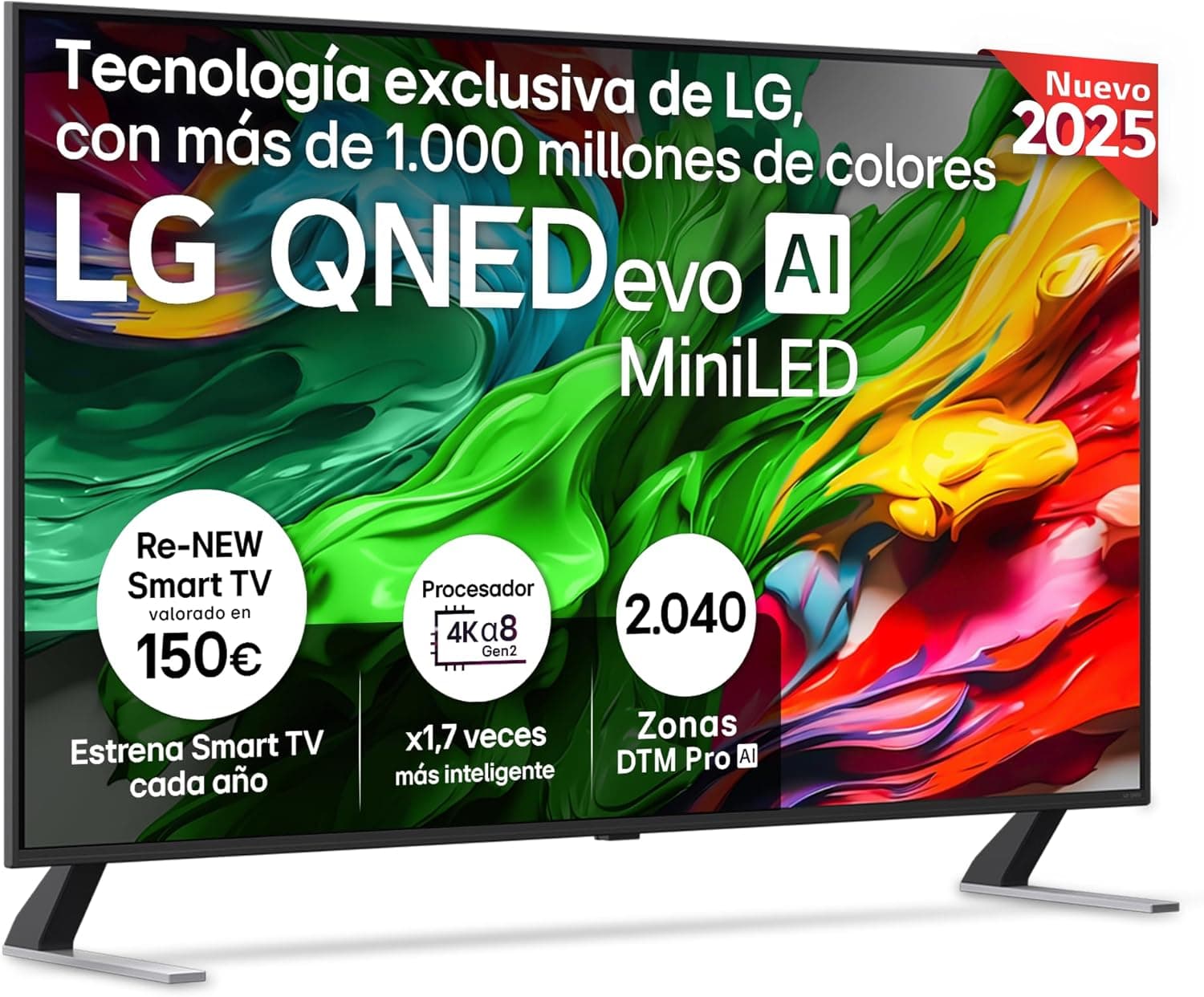 LG 55QNED85A6C TV, 55", 4K QNED EVO, Smart TV, WebOS 25, processador potente e inteligente, MiniLED AI, Super Upscaling, Dolby Vision e Dilgital Plus, Alexa/Google Assistant, preto