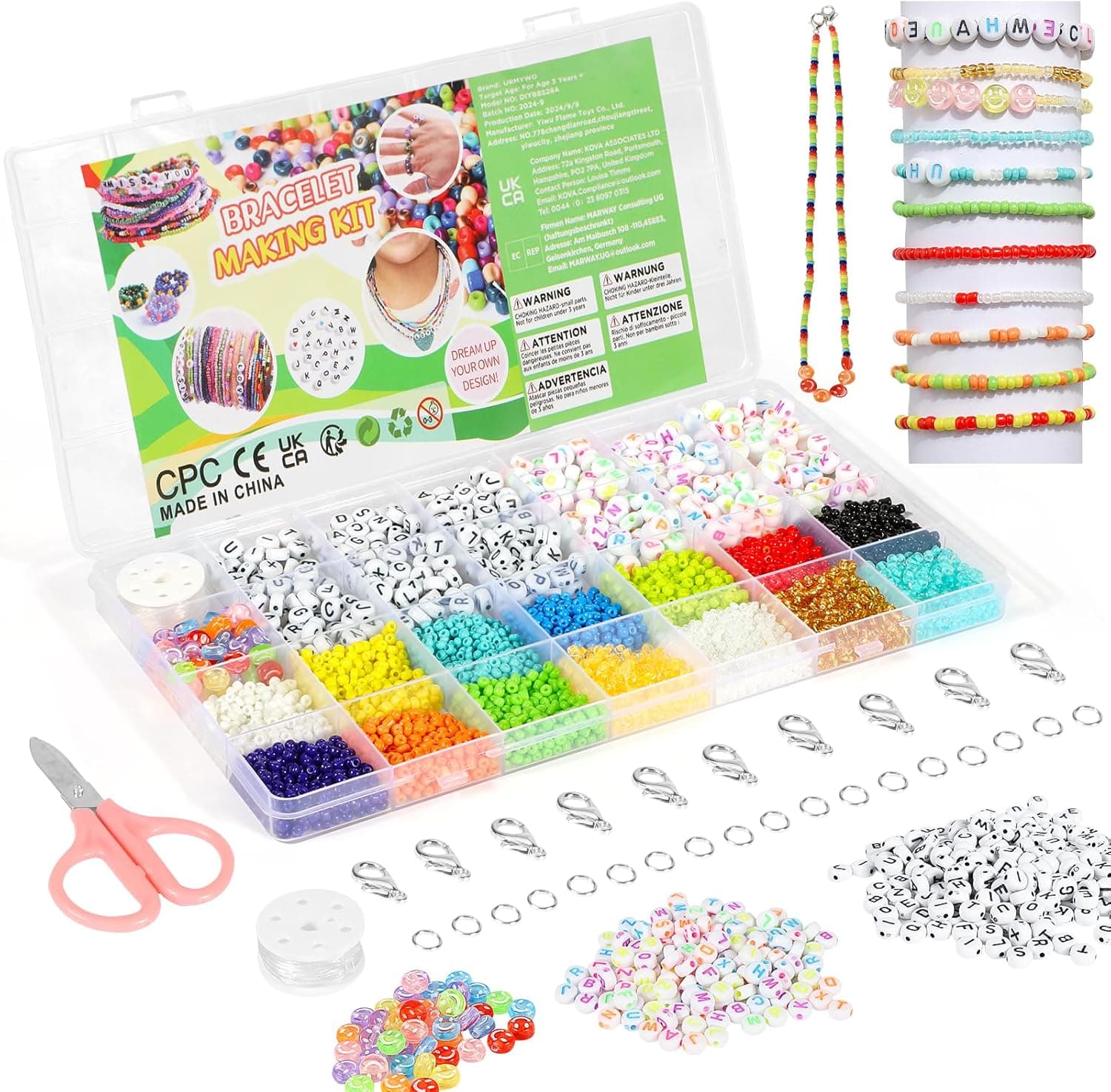URMYWO Conjunto de contas para pulseiras, mini conjunto de contas, contas para enfiar para o Natal, kit de criação de pulseiras, adultos para o Natal, férias, aniversários, festas