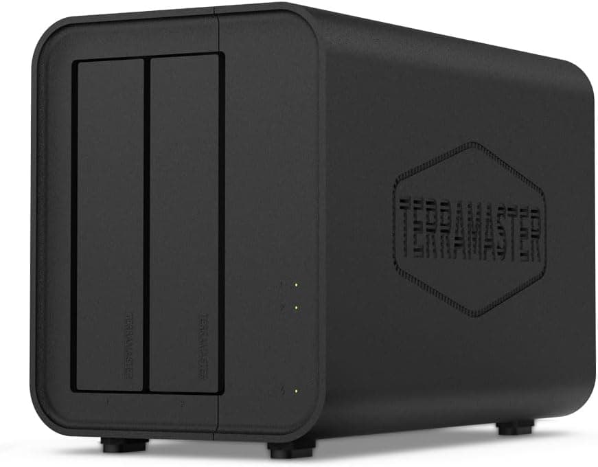 TERRAMASTER F2-424 Armazenamento NAS 2Bay - N95 CPU Quad-Core, 8 GB DDR5 RAM, 2 portas 2,5 GbE, armazenamento em rede de alto desempenho (sem disco)