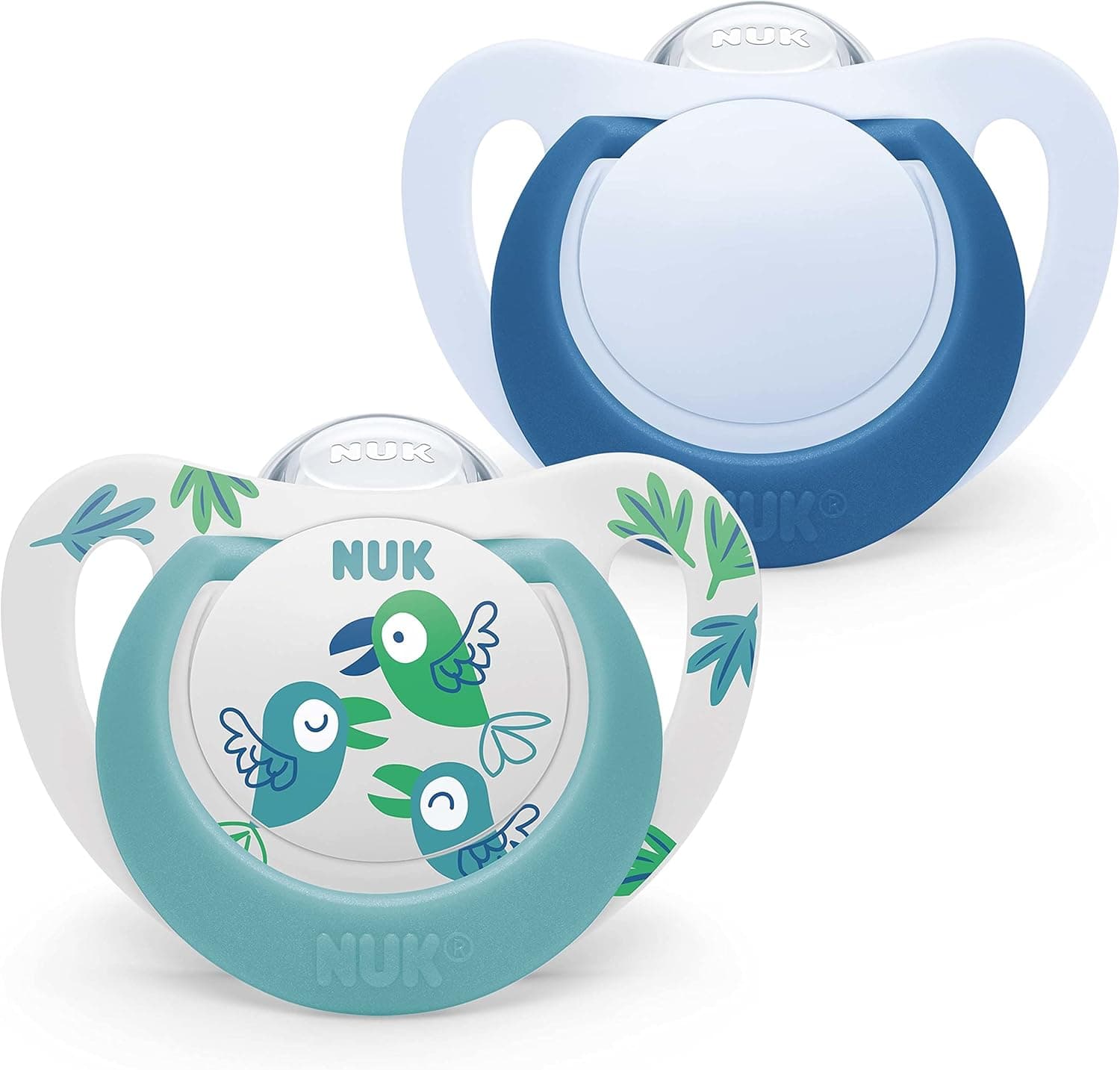 NUK Star Baby Dummy 18-36 meses | Chupetes de silicone sem BPA, pássaros azuis, 2 unidades