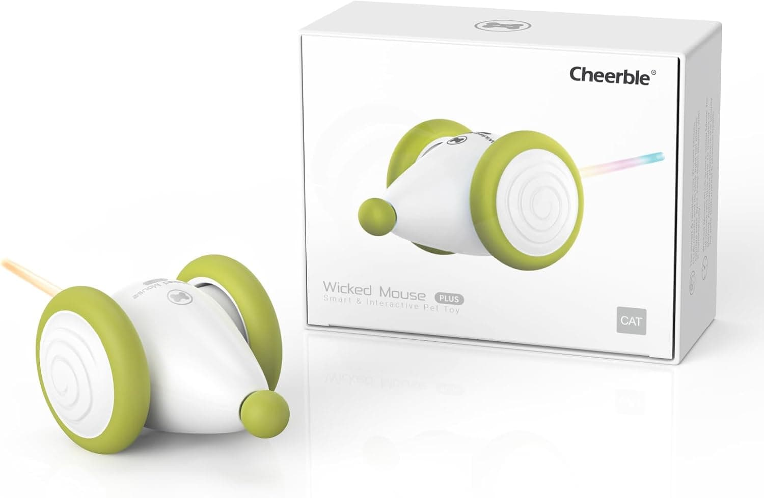 Cheerble Brinquedo gato interativo, brinquedo gato interior, brinquedo automático para gato com luzes LED, duas velocidades, recarregável por USB, rato automático Wicked Mouse, presente para gatinho