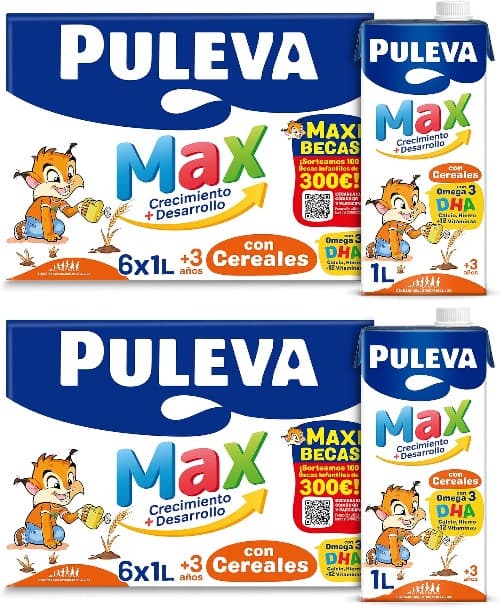 Puleva Max Growth | Leite com cereais a partir dos 3 anos pack de 6 x 1 L x2