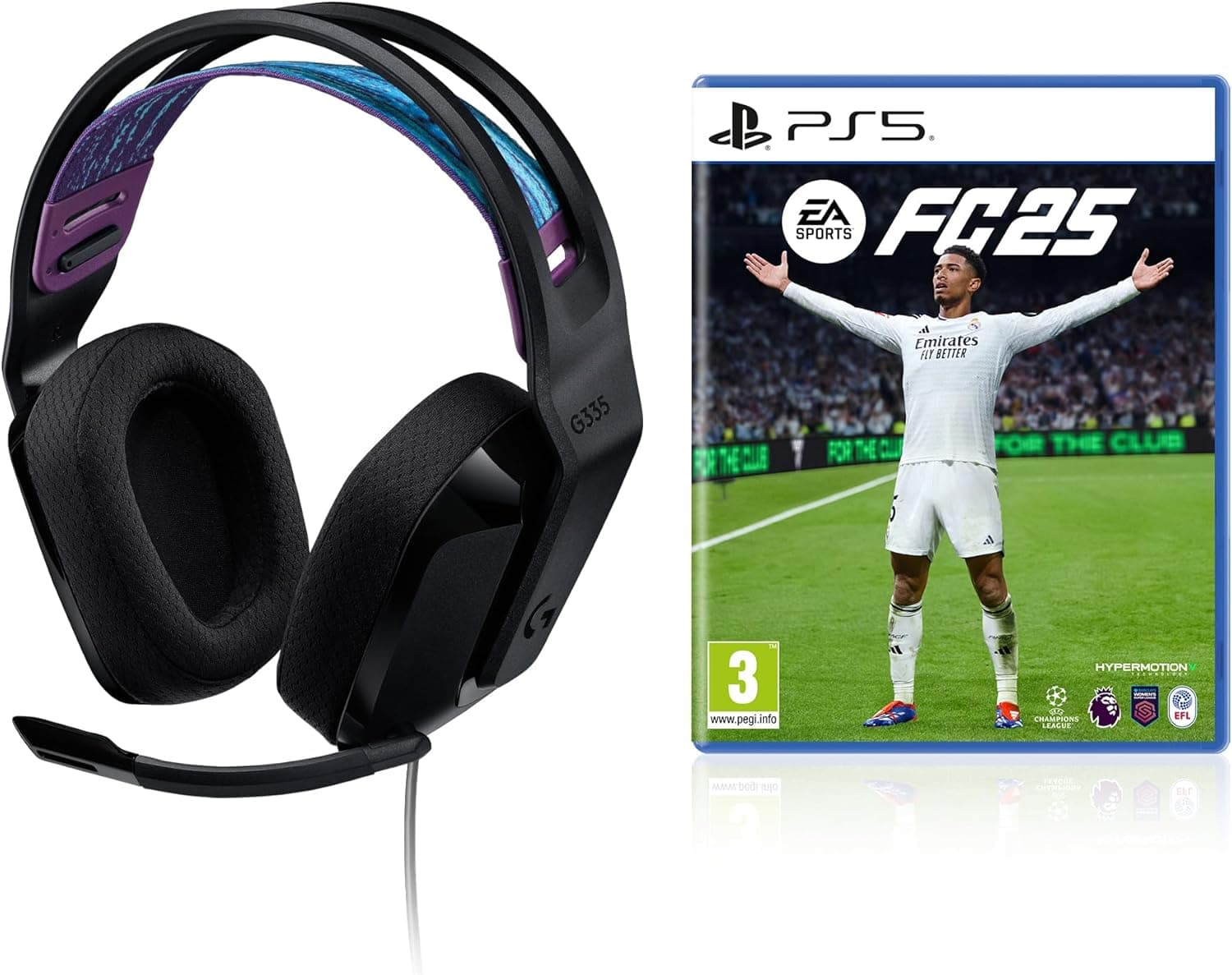 Logitech G 335 Auriculares com microfone com cabo para Gaming e EA Sports FC 25 (PS5 - Playstation 5)