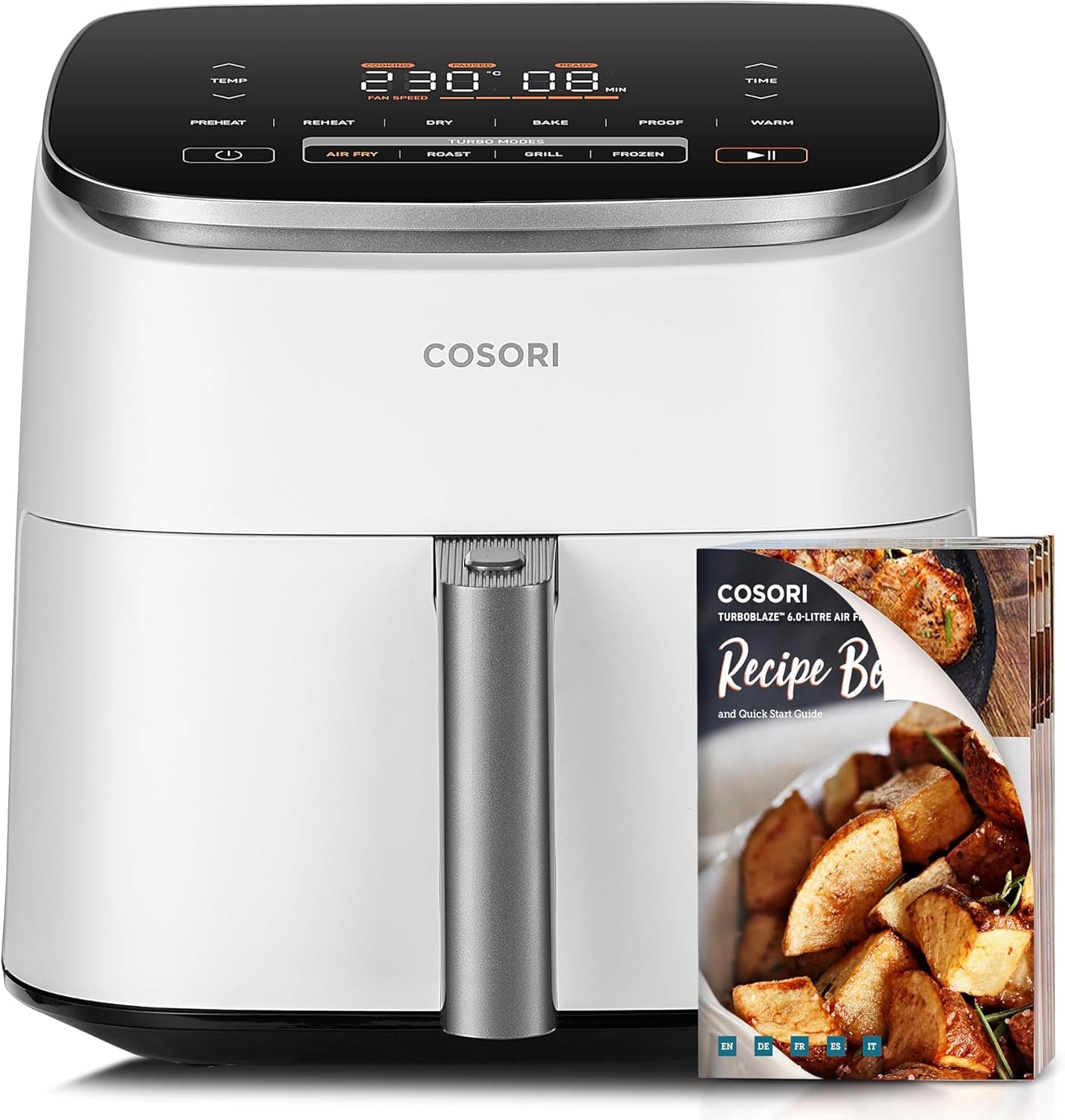 COSORI Frigideira de ar Turbo Blaze™ 6 L, Air Fryer 46% mais rápida com motor DC, fritadeira sem óleo 9 em 1, com 117 receitas de chef, adequada para máquina de lavar louça, fritar, assar, desidratar