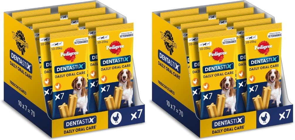 Pedigree Dentastix Petisco Dentário para Higiene Oral de Cães de Médio Porte (20 embalagens de 7 unidades)