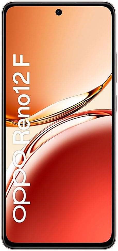 OPPO Reno12F 4G Smartphone livre com IA, 16 GB (8 GB + 8 GB) 256 GB, ecrã 2,5D AMOLED 6,7", câmara 50 8 + 32 MP, Android, IP64, bateria 5000 mAh, carregamento rápido 45 W - Âmbar laranja 