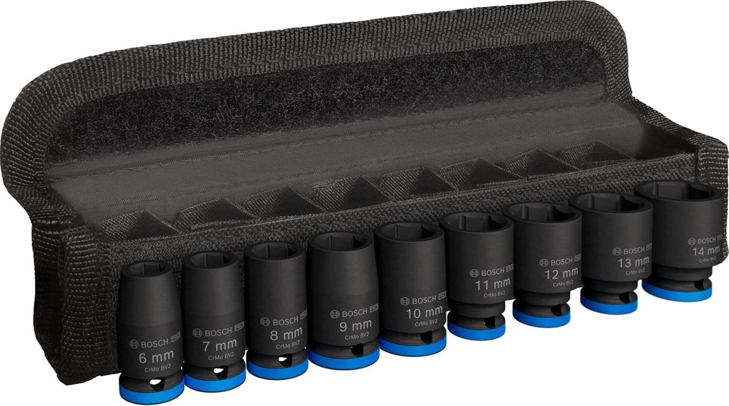 Bosch Conjunto de 9 chaves de copo Pro Impact (31 x 28 mm, acessórios profissionais para berbequim e chave de fendas)