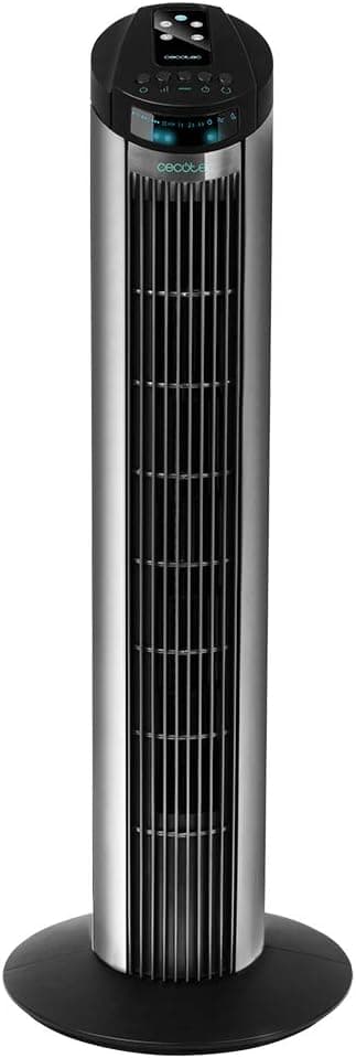 Cecotec Ventoinha de torre digital com temporizador e controlo remoto EnergySilence 890 Skyline. 50 W, 30'' (76 cm) de altura, oscilação, motor de cobre, 3 velocidades, 3 modos, preto