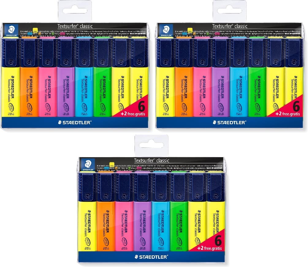 STAEDTLER 364A WP8 | Conjunto de 8 marcadores fluorescentes multicores