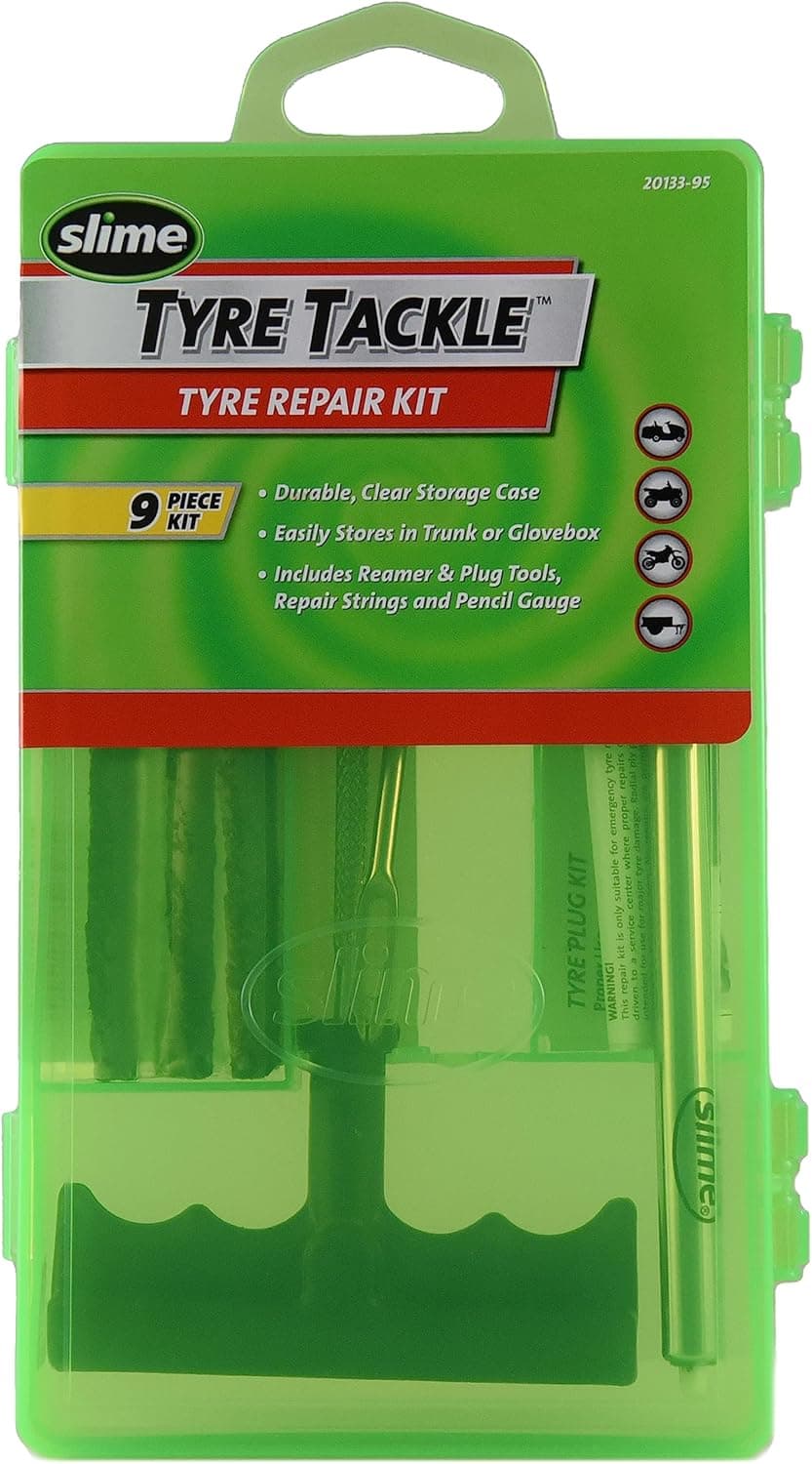 Slime 20133-95 Kit de reparação de pneus, para todos os tipos de pneus, reparação rápida e fácil, conjunto de 9 peças