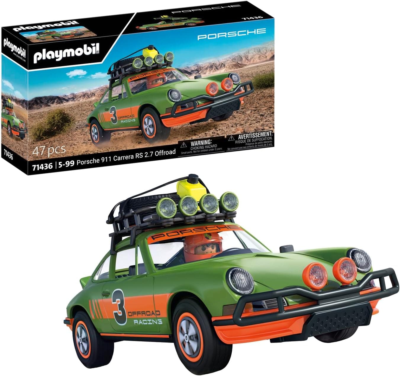 PLAYMOBIL Porsche 71436 Porsche 911 Carrera RS 2.7 Offroad, emocionantes passeios no terreno, com várias funções, brinquedo colecionável para crianças a partir de 5 anos