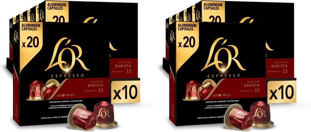L'OR Espresso cápsulas de café barista | intensidade 13 | 400 cápsulas compatíveis Nespresso (R)