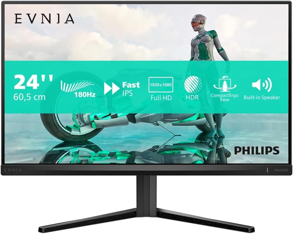 Philips 24M2N3200AM Monitor de jogos Full HD de 24 polegadas, 180 Hz, 1 ms GtG, FreeSync Prem, G-Sync Comp. (1920x1080, 2X HDMI, DisplayPort) preto/cinzento
