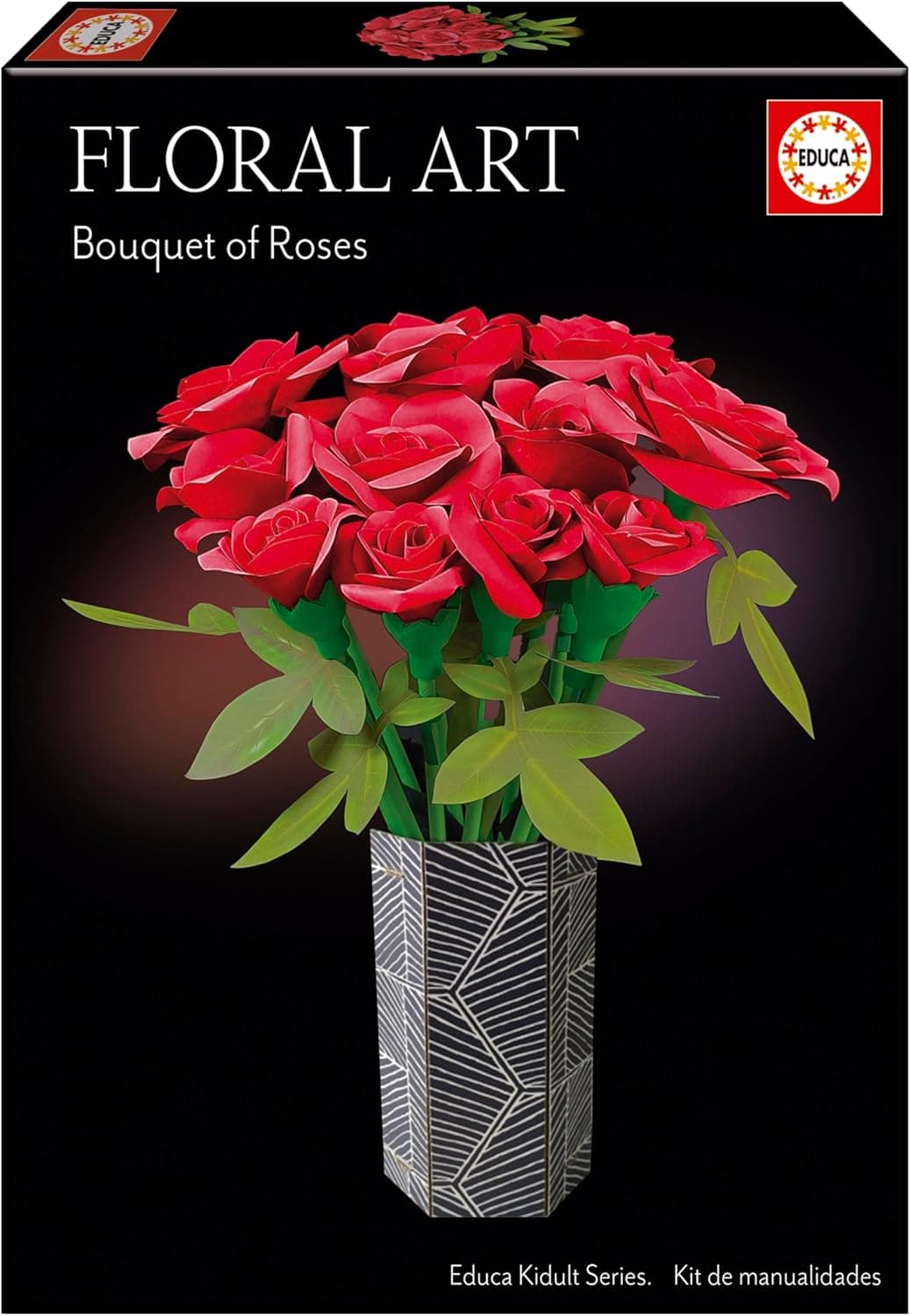 Educa Ramo de Rosas Floral Art | Kit de manualidades para criar 12 rosas de papel sem cola nem tesoura para jovens a partir dos 14 anos