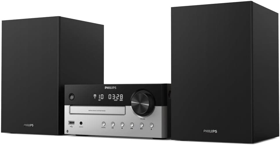 Philips M4205/12 Micro Hi-Fi Music System with Bluetooth, 60W RMS, CD, MP3-CD, USB, FM | Bass-Reflex Loudspeaks, USB Port for Charging