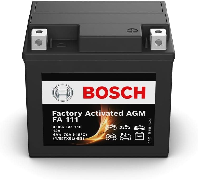 Bosch FA11 - Bateria para motocicletas AGM - 12 V 70A 4 Ah - adequada para motocicletas, motas de enduro, scooters, quadros, motas de água - compatível M6004, BTX5L-BS, BTX5L