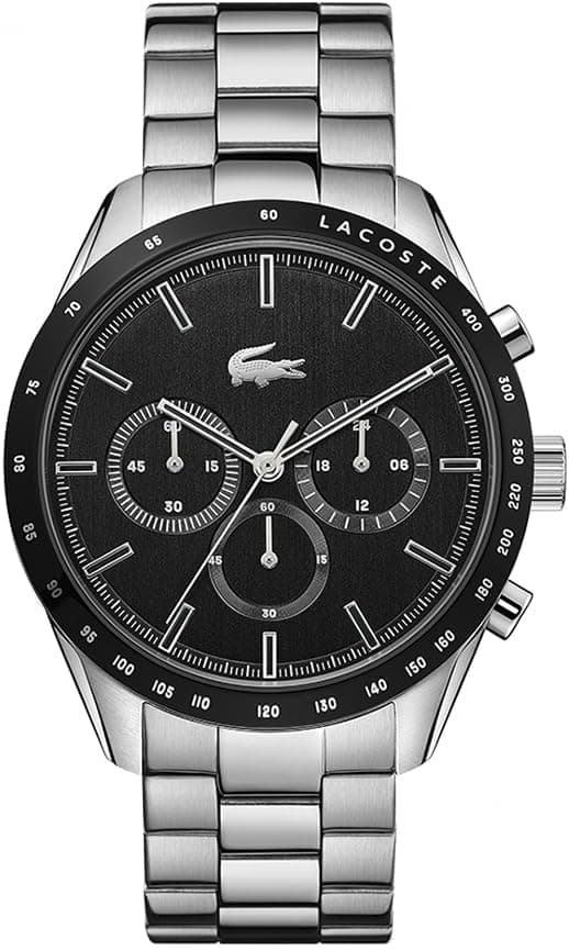 Lacoste Relógio cronógrafo de quartzo coleção Boston para homem com pulseira deaço inoxidável