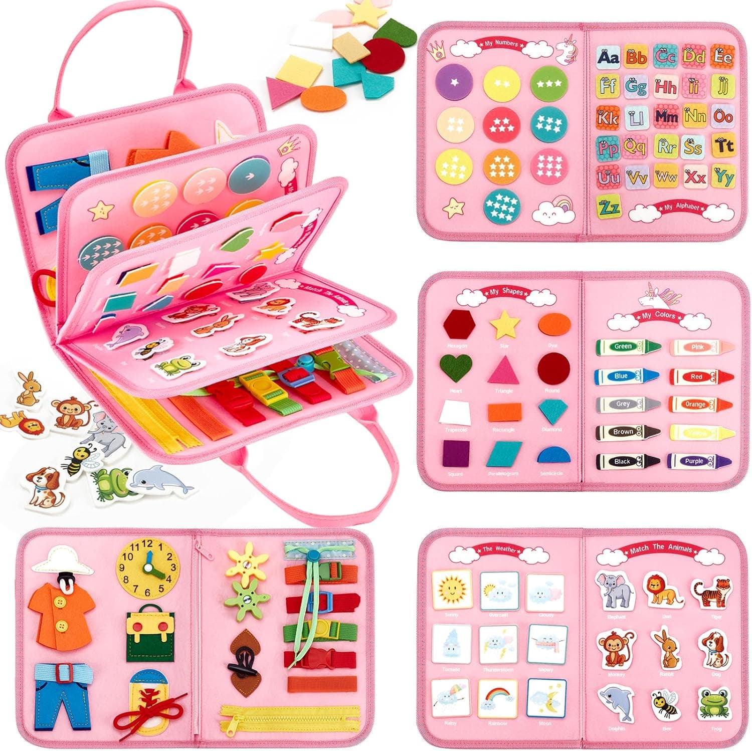 hahaland Busy Board | Tabuleiro sensorial Montessori com 5 camadas para crianças a partir dos 2 anos