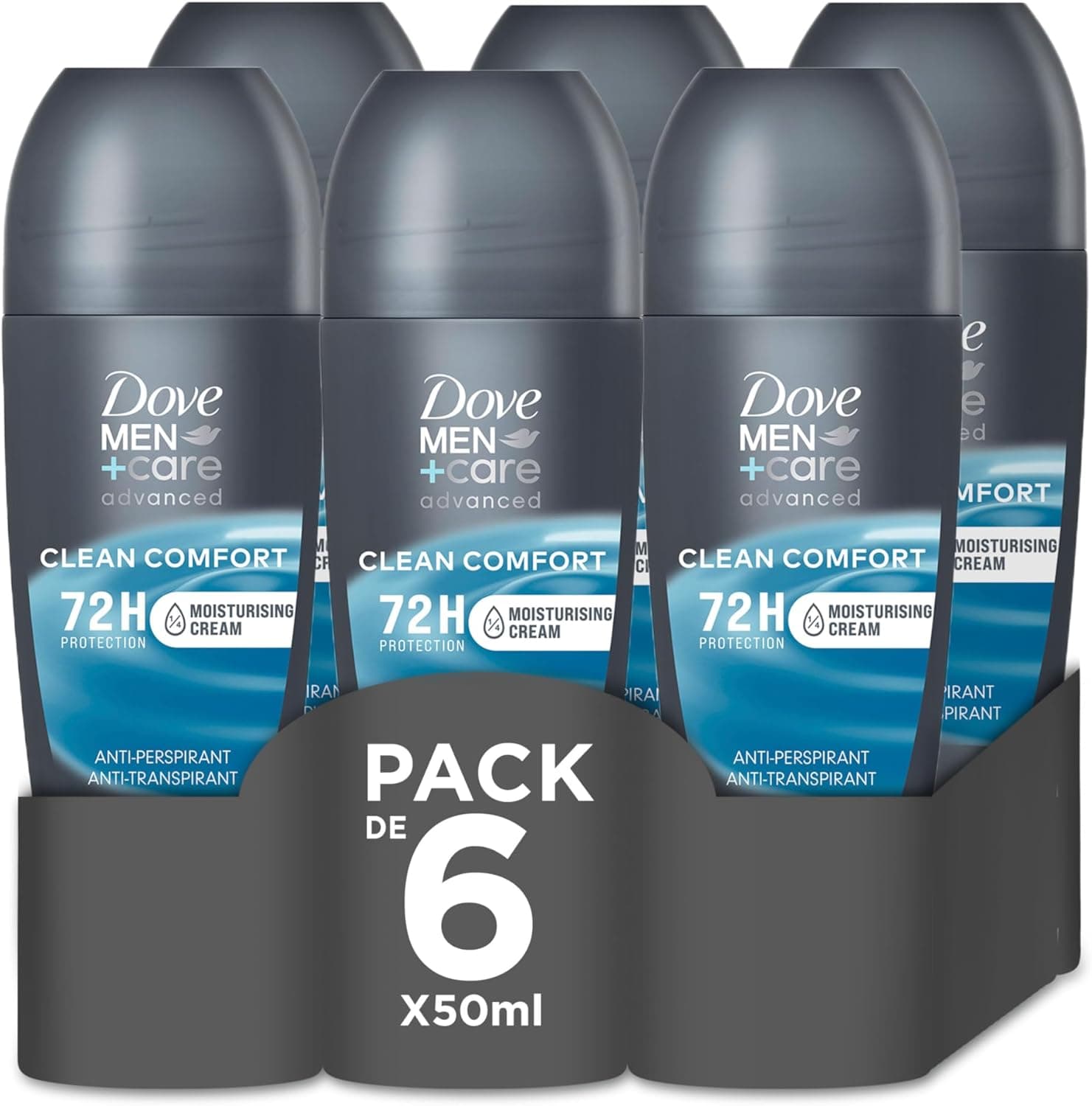 Dove Men + Care Advanced Roll-On Clean Comfort proteção 72 horas, 50 ml x 6