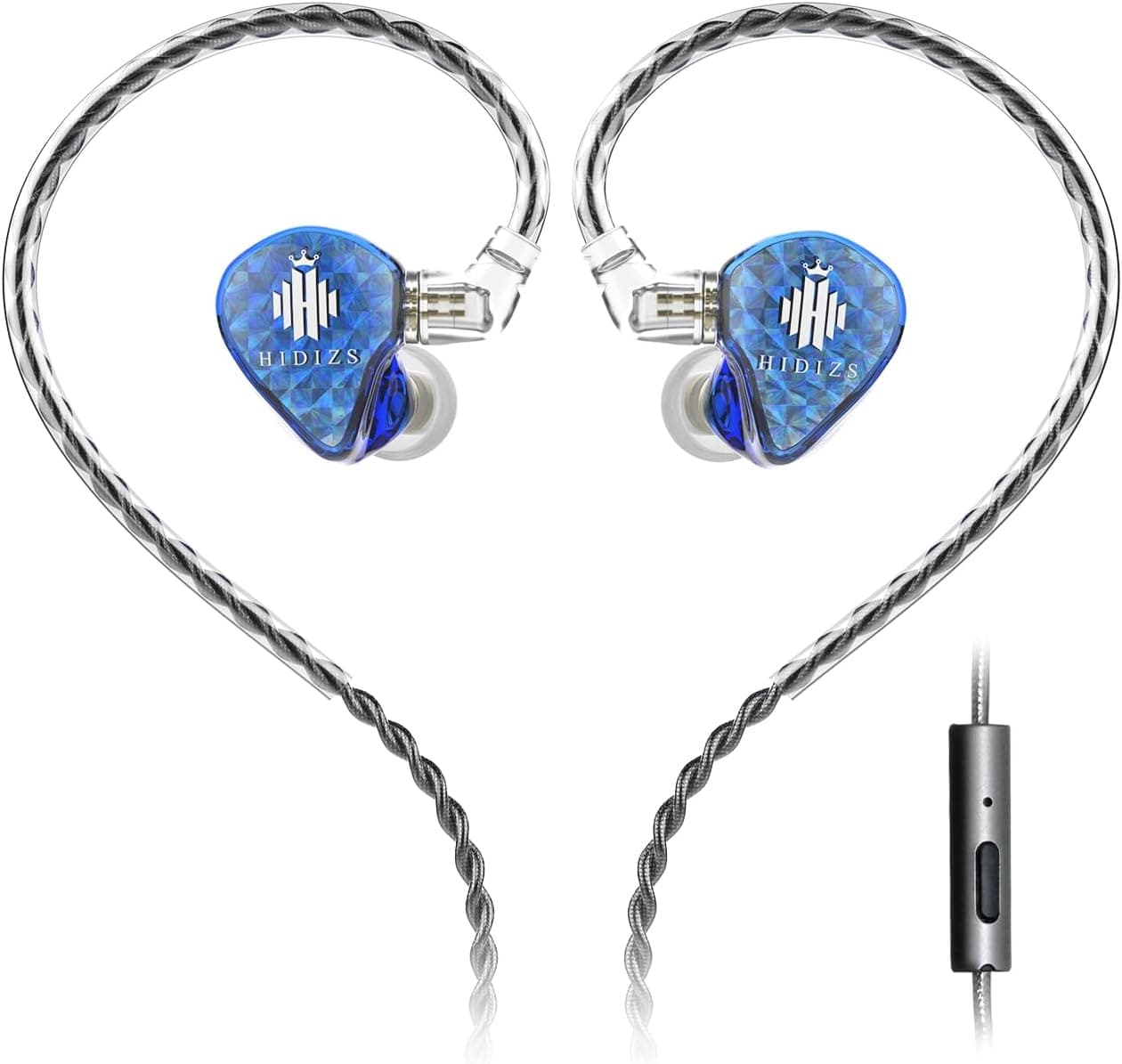 Hidizs MS1-Galaxy Monitores in-ear de alto desempenho com controlador dinâmico e circuito magnético duplo, cor azul (MIT MIC)