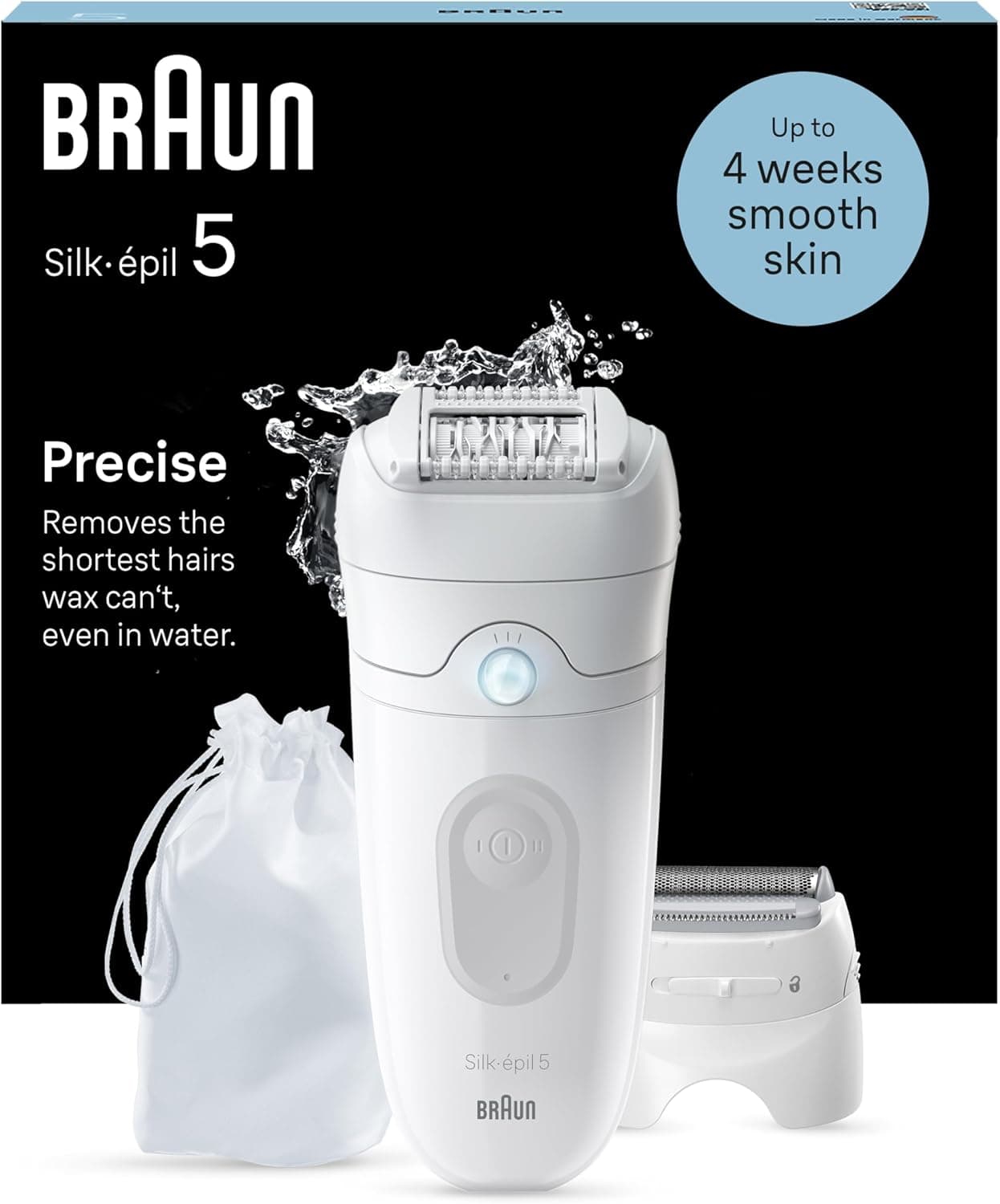 Braun Silk-épil 5, Depiladora elétrica para uma eliminação fácil do cabelo, pele macia e duradoura, 5-041, branco/cinzento