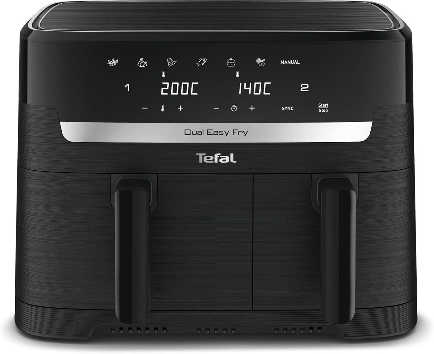 Tefal Dual Easy Fry EY9018 | Fritadeira sem óleo com duas gavetas independentes, 7 programas automáticos, 5,2 L e 3,1 L