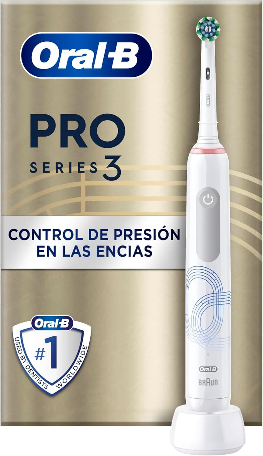 Oral-B Pro Series 3 escova de dentes elétrica com cabo recarregável e 2 cabeças, desenhada por Braun, presentes originais para mulher e homem - branco