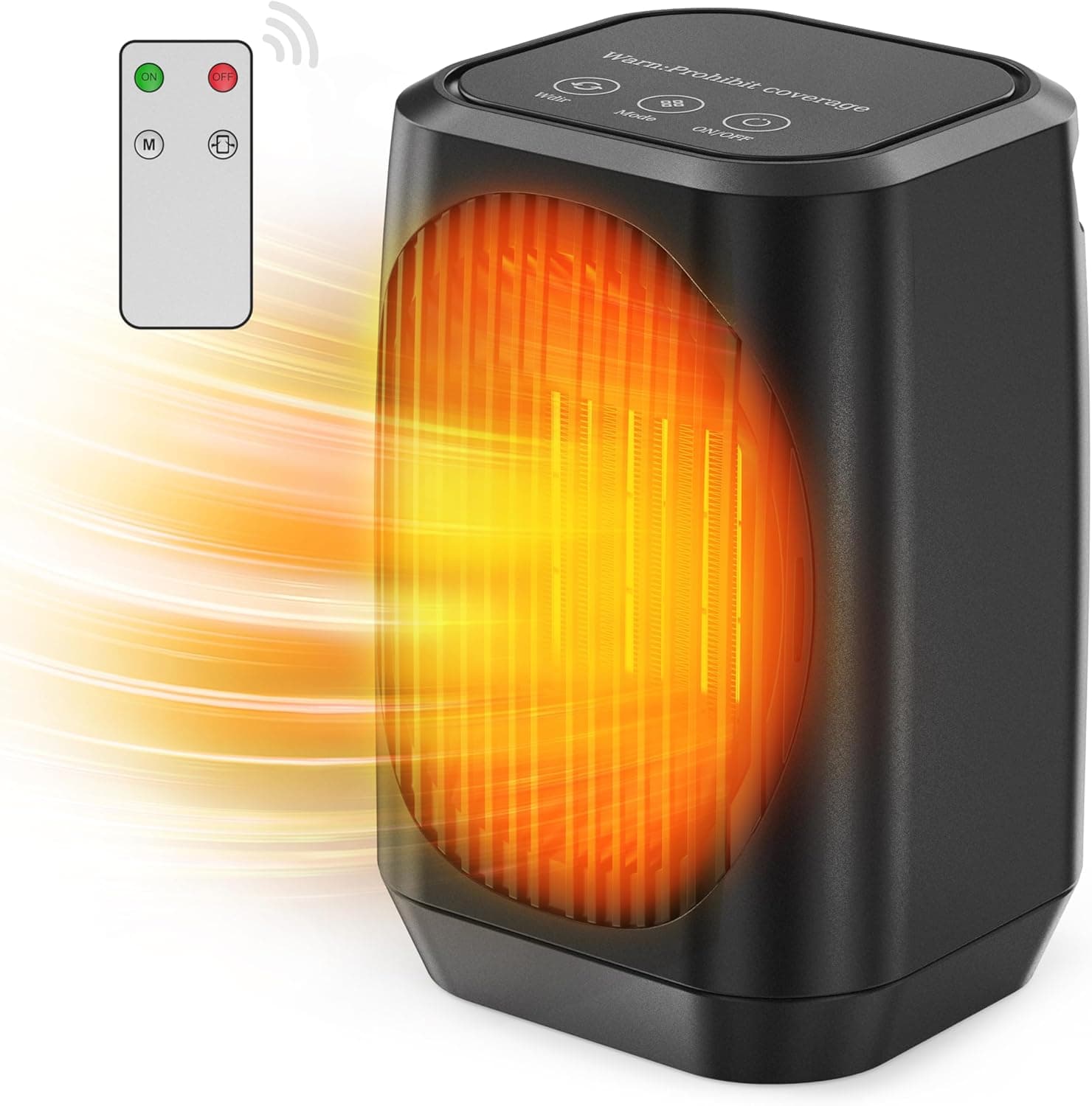 Pancellent Aquecedor de espaço, aquecedor elétrico portátil oscilante de 70°, aquecedor de espaço pequeno de cerâmica PTC de 1200 W com 3 modos, mini aquecedor/refrigerador para escritório