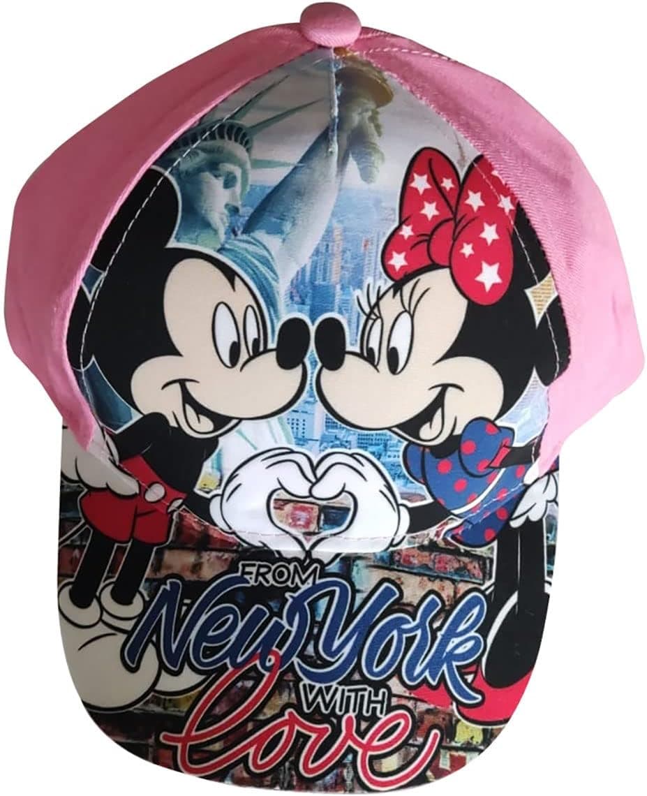 Boné infantil Disney Mickey Mouse, de Nova York com amor, azul e rosa, para meninas e meninos, Rosa., 54