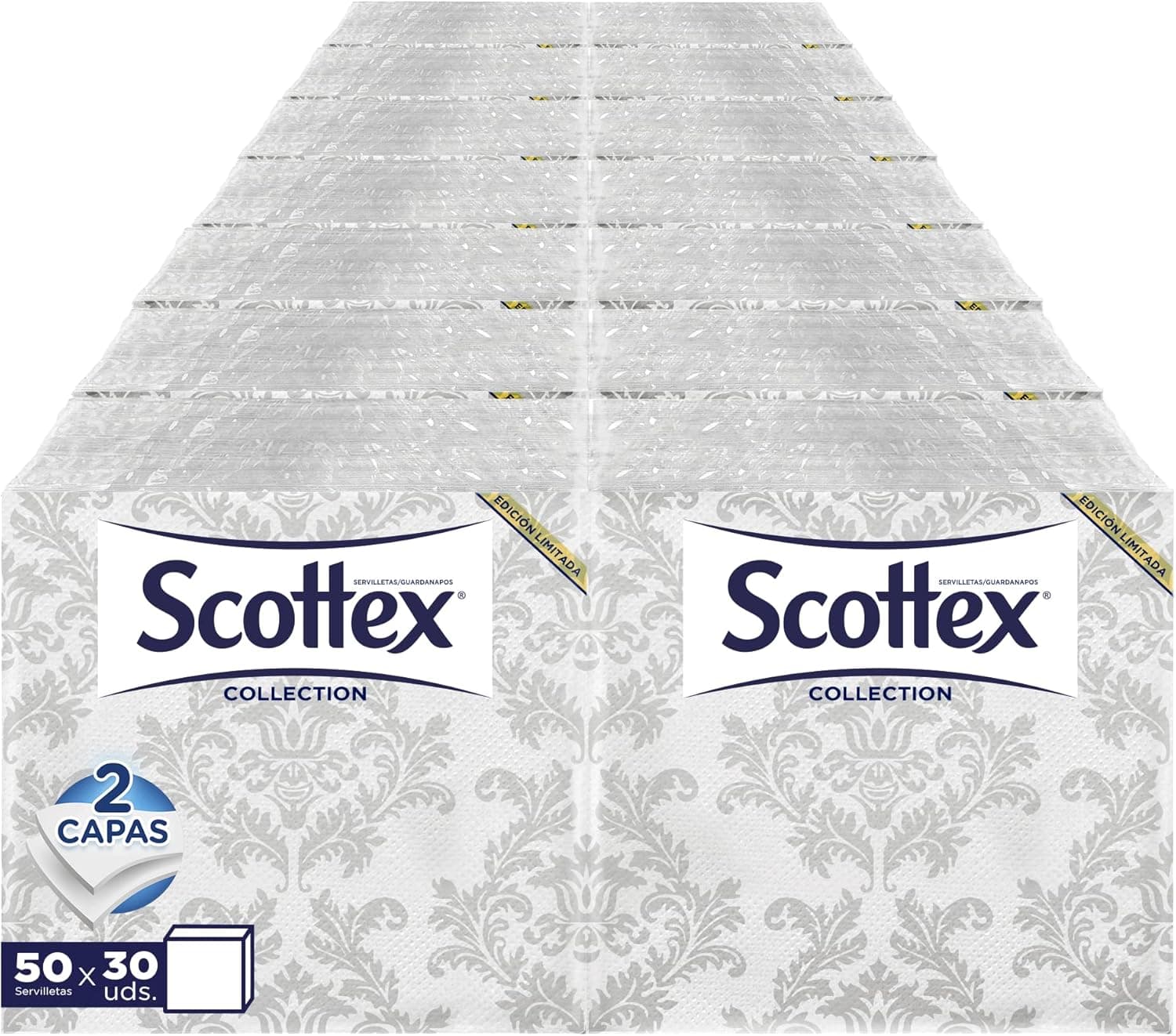 Scottex Collection | Guardanapos de papel com padrão elegante, 30 pacotes de 50 guardanapos