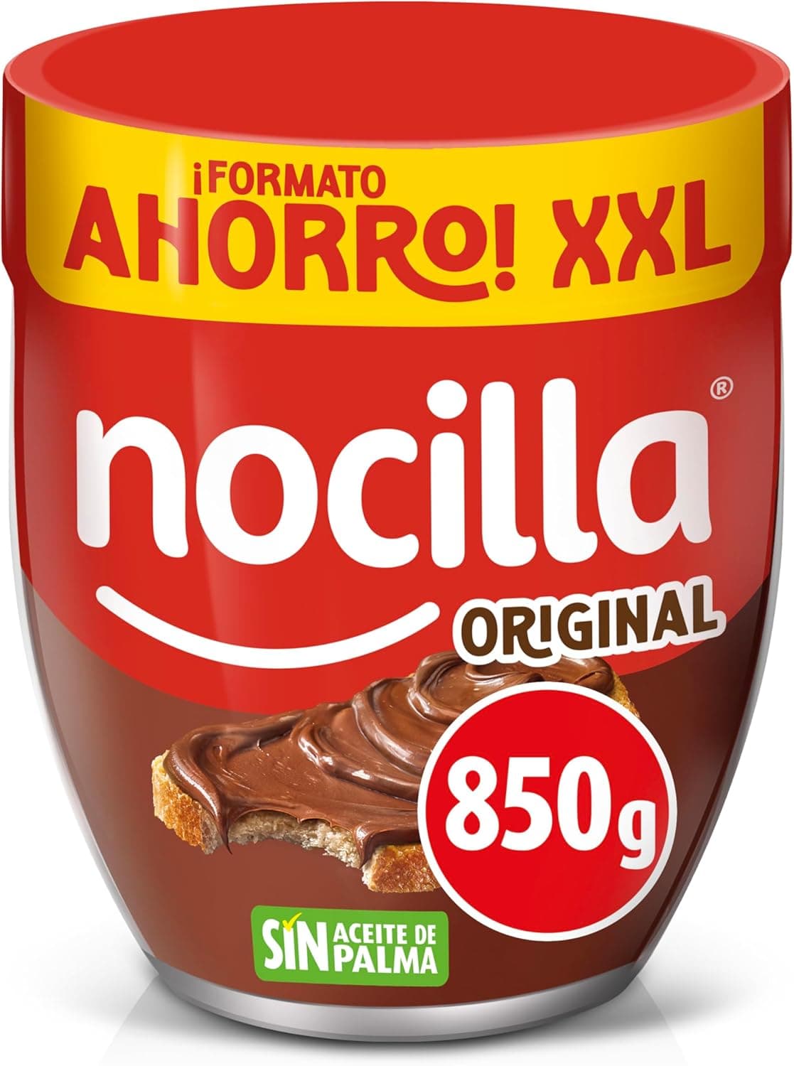 Nocilla, Original, creme de cacau e leite com avelãs, sem óleo de palma, formato de poupança - 850 g