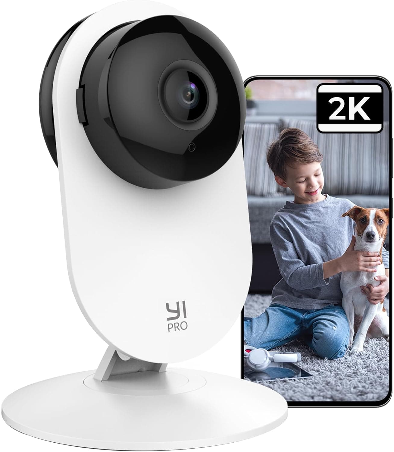 YI Pro 2K Câmara de vigilância WiFi interior de 2,4 GHz, IP câmara de vigilância para bebé/animais de estimação com visão noturna, deteção de movimento, notificação em tempo real, SD e nuvem,
