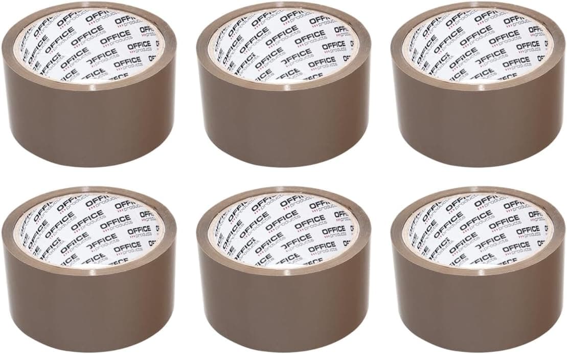 OFFICER PRODUCTS Tasma Pakowa | Fita adesiva de embalagem castanha 48 mm x 50 m pack de 6